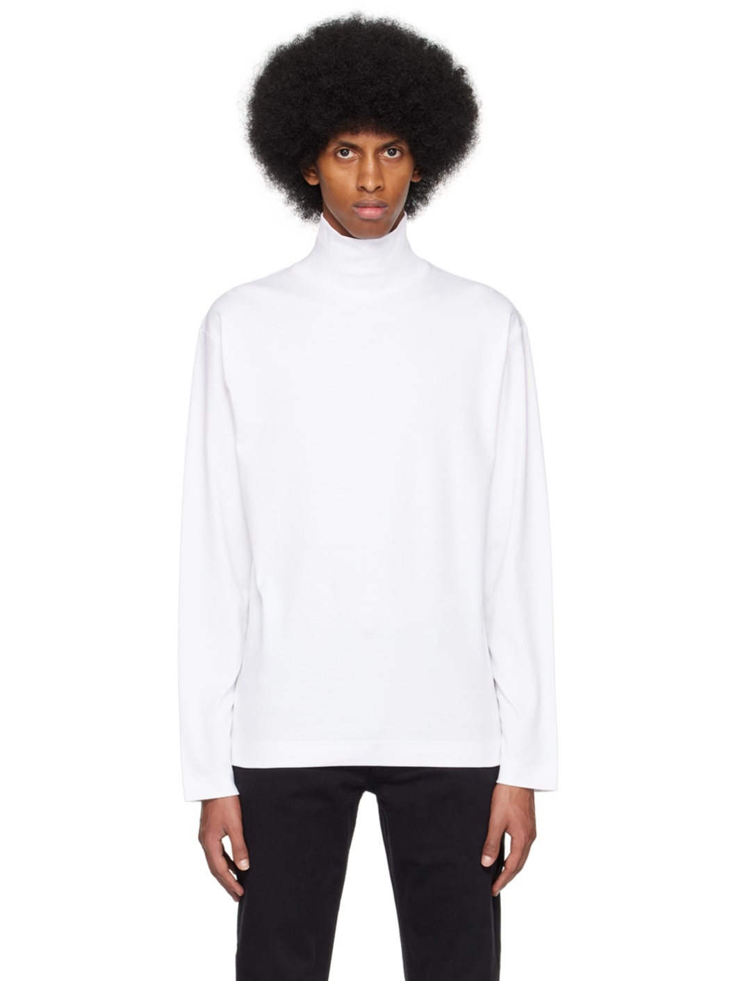 White Dropped Shoulder Turtleneck - 1