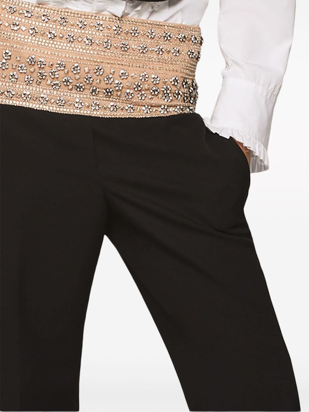 crystal-embellished wool trousers - 4