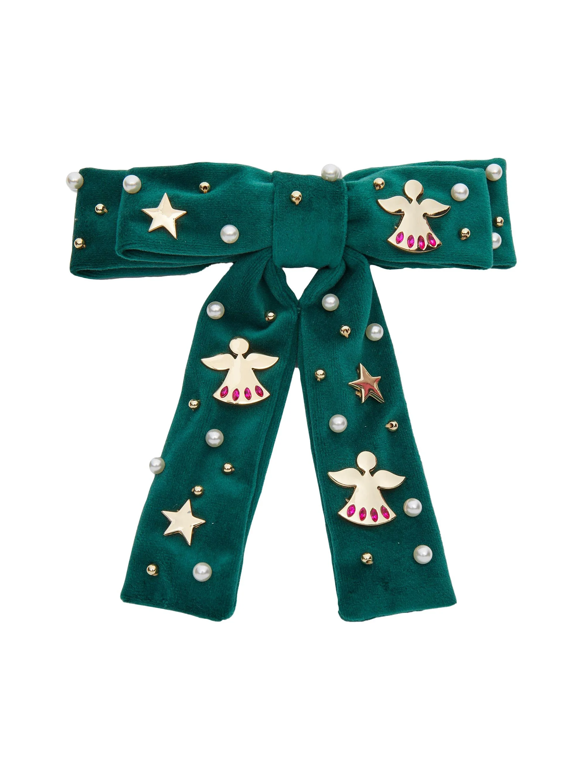 Women's Antoinette Angel Bell Bow Barrette - Forest Green - 1