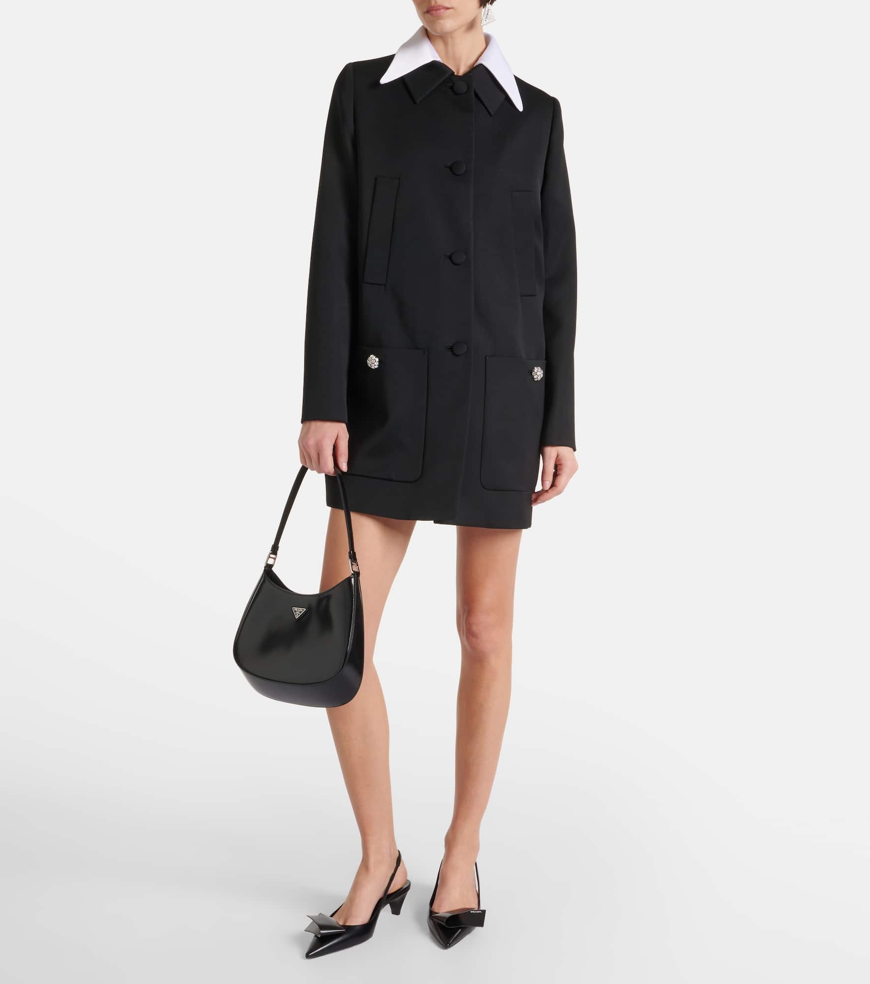 Satin-trimmed virgin wool coat - 2