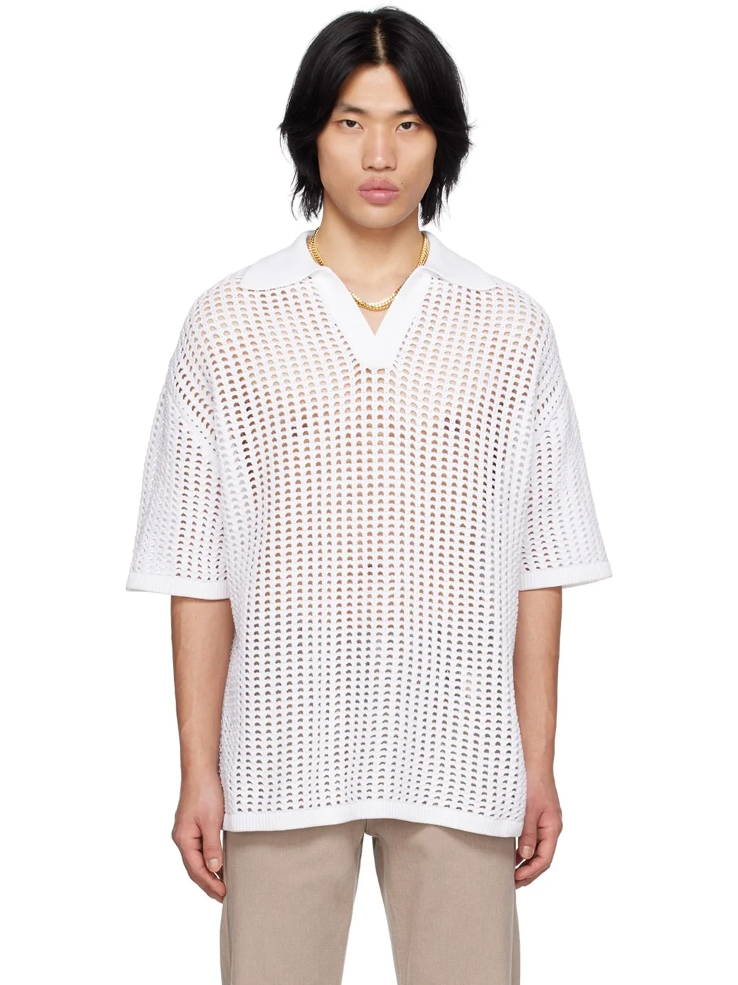 White Dropped Shoulder Polo - 1