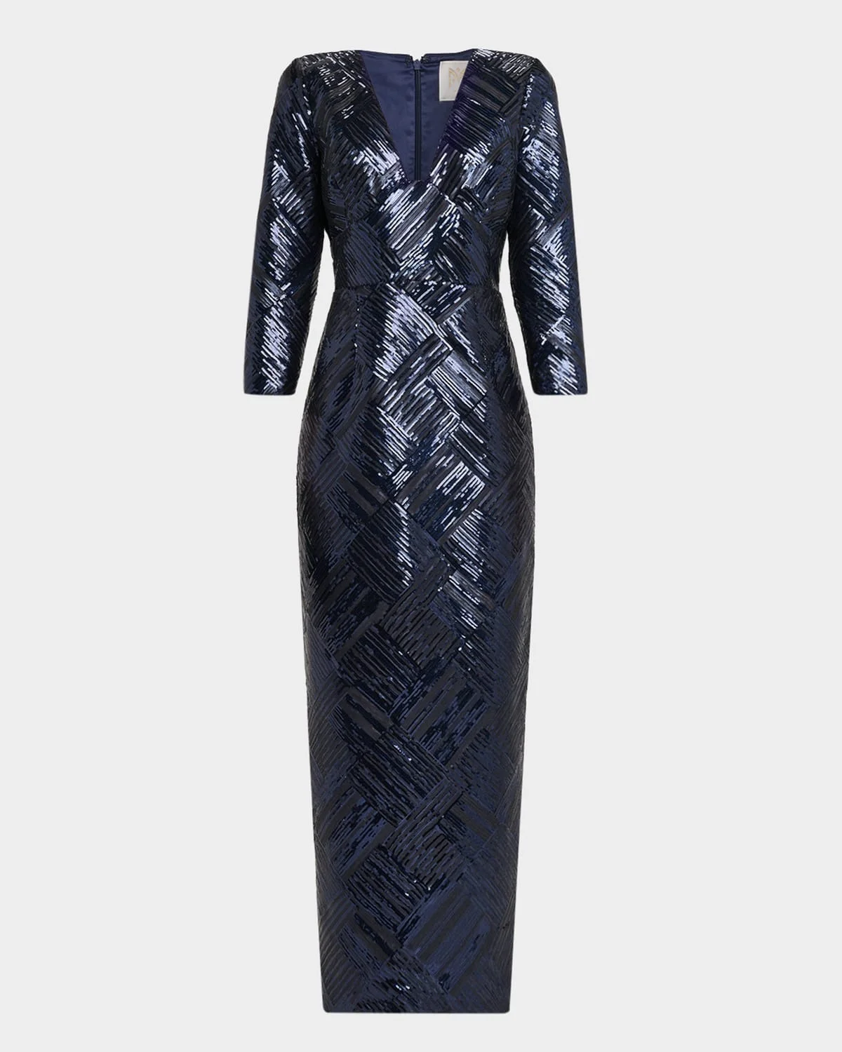 Jenna Plunging Sequin Column Gown - 1