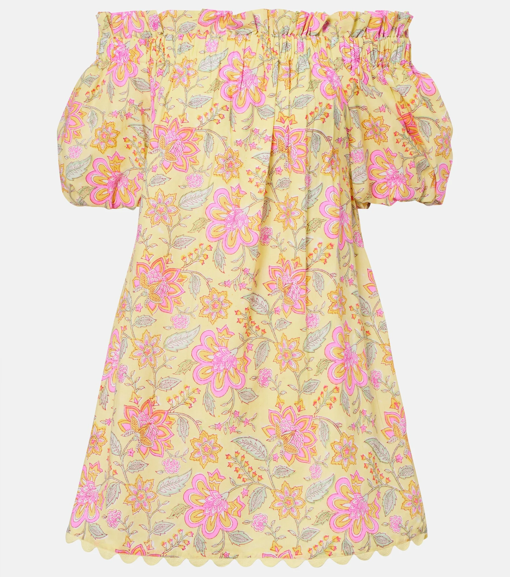Floral off-shoulder cotton minidress - 1