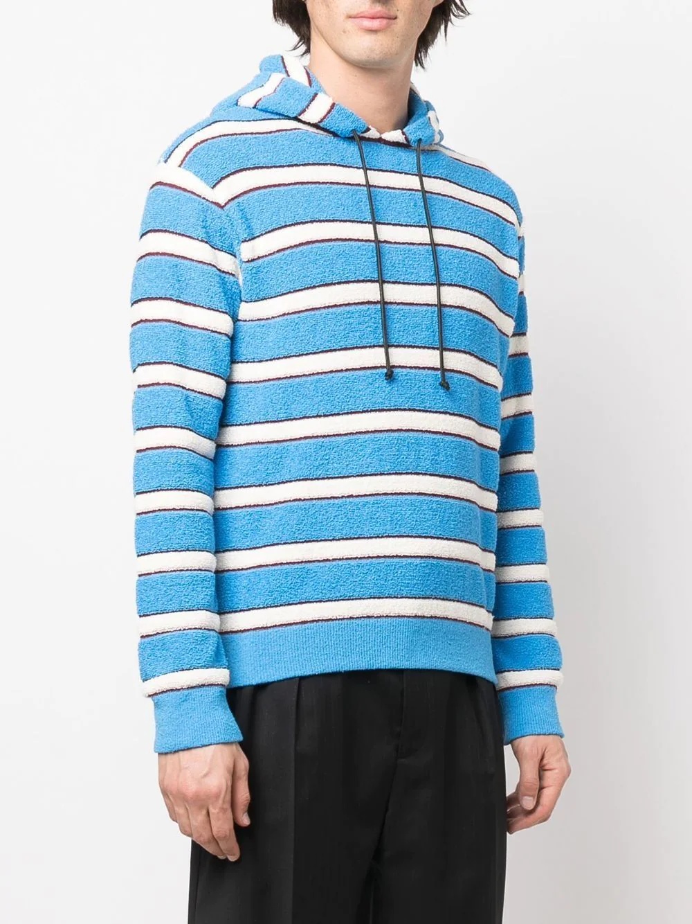 terry-cloth effect striped hoodie - 3