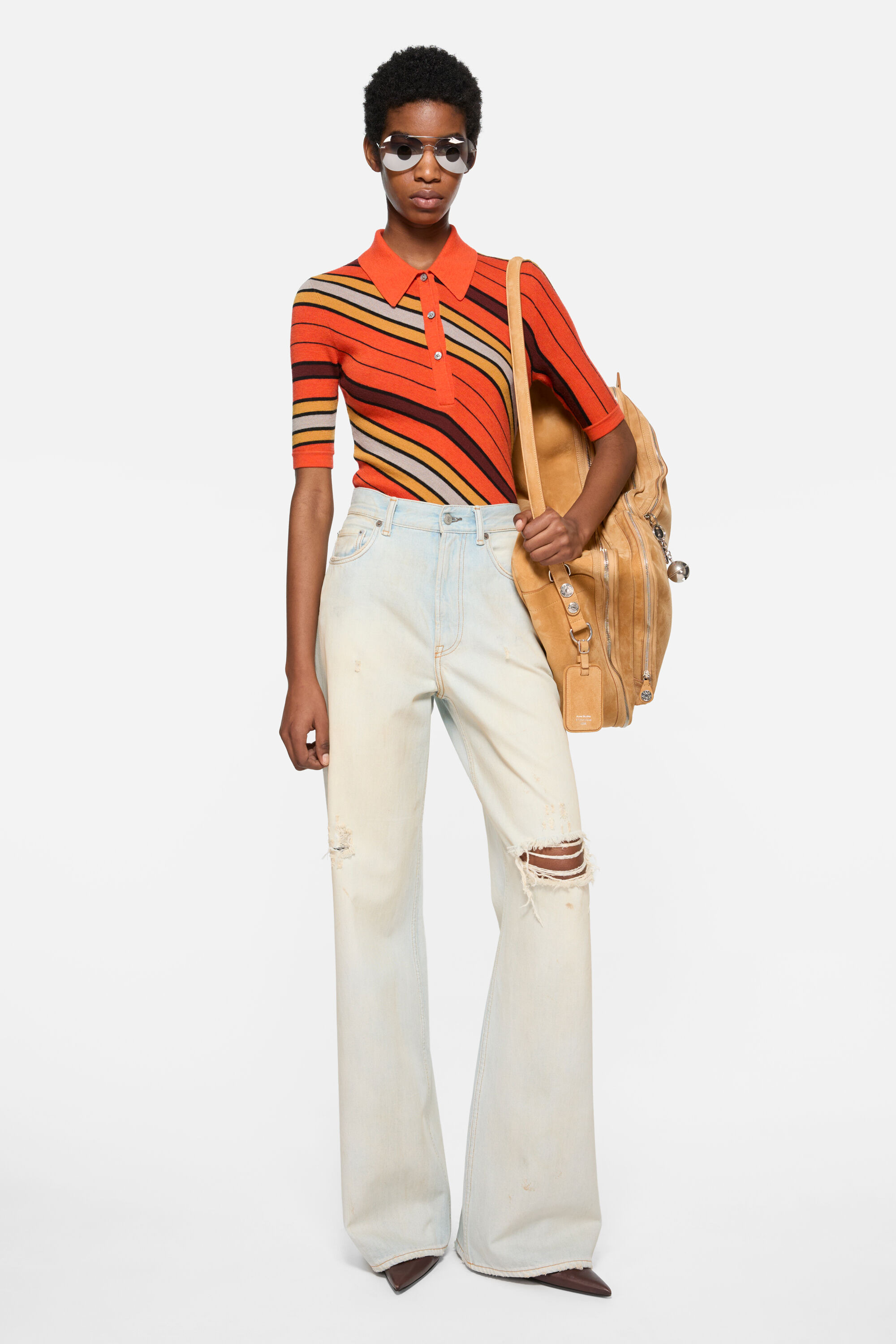 Wool polo knit - Multi orange - 2
