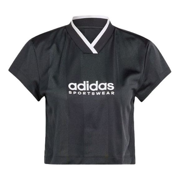 (WMNS) adidas Tiro Colorblock Crop T-Shirt 'Black' IB4758 - 1