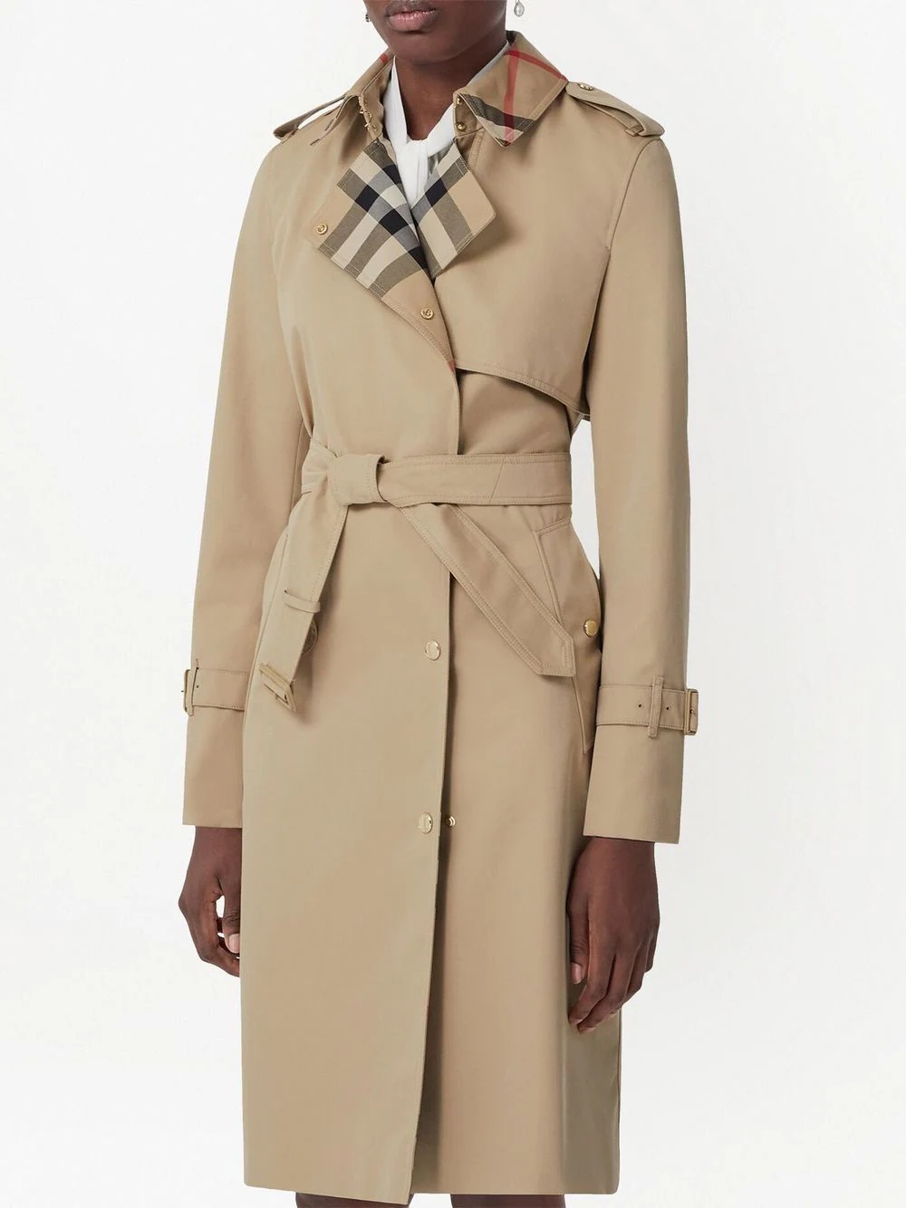 Exaggerated check-panel trench coat - 3