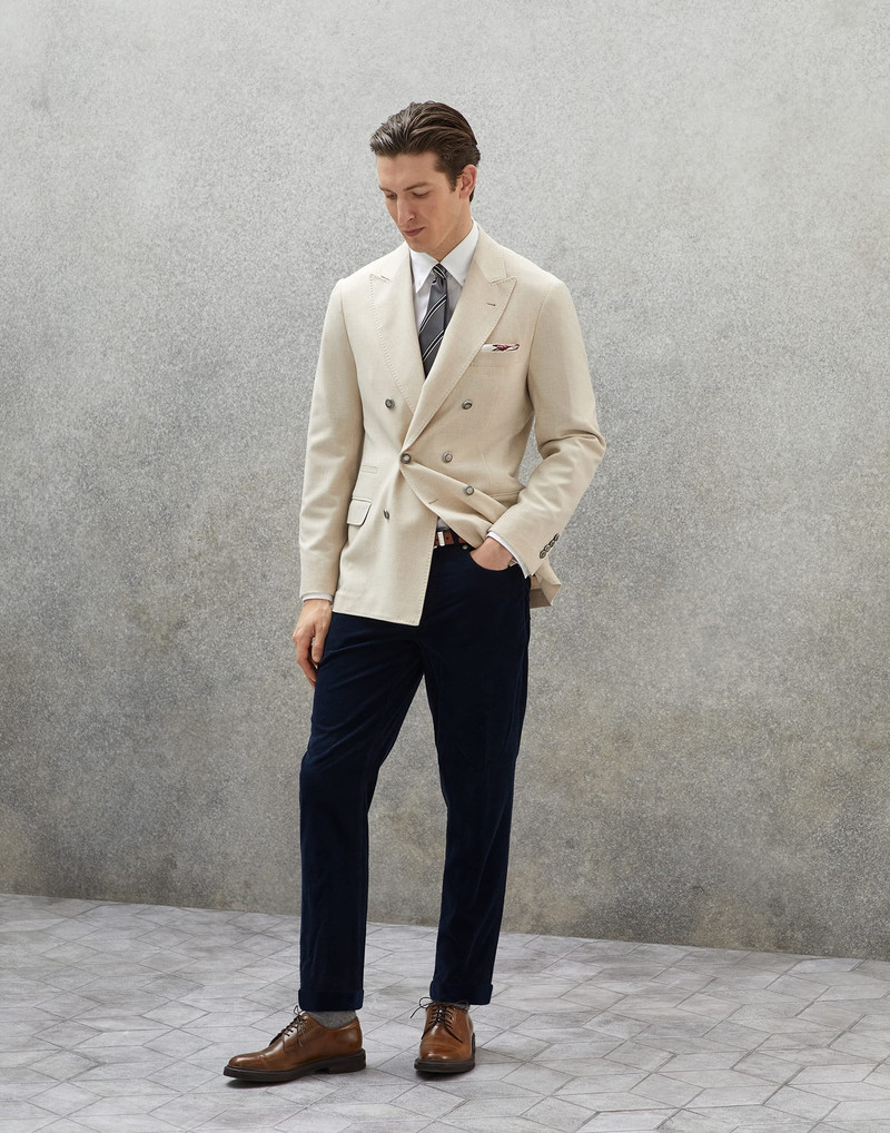 Garment-dyed Italian fit five-pocket trousers in cotton narrow wale corduroy 4