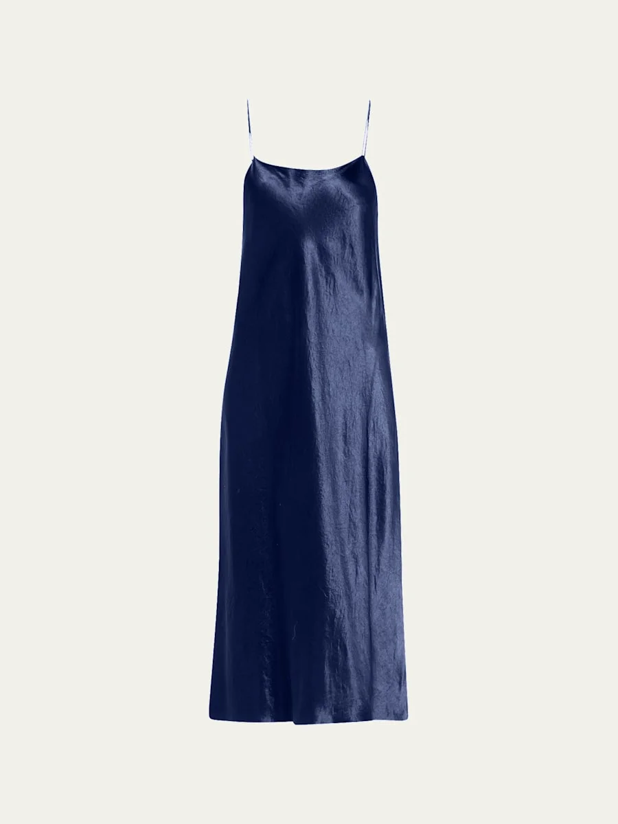 Satin Midi Slip Dress - 1