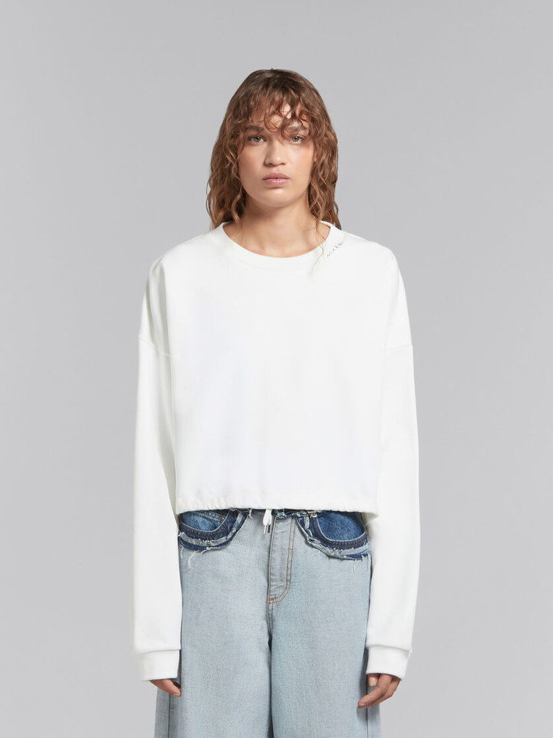 Marni WHITE BIO COTTON SWEATSHIRT WITH DRAWSTRING HEM outlook
