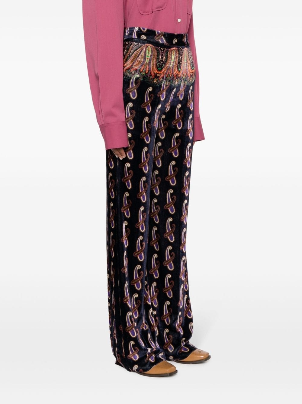 patterned-jacquard velvet trousers - 3
