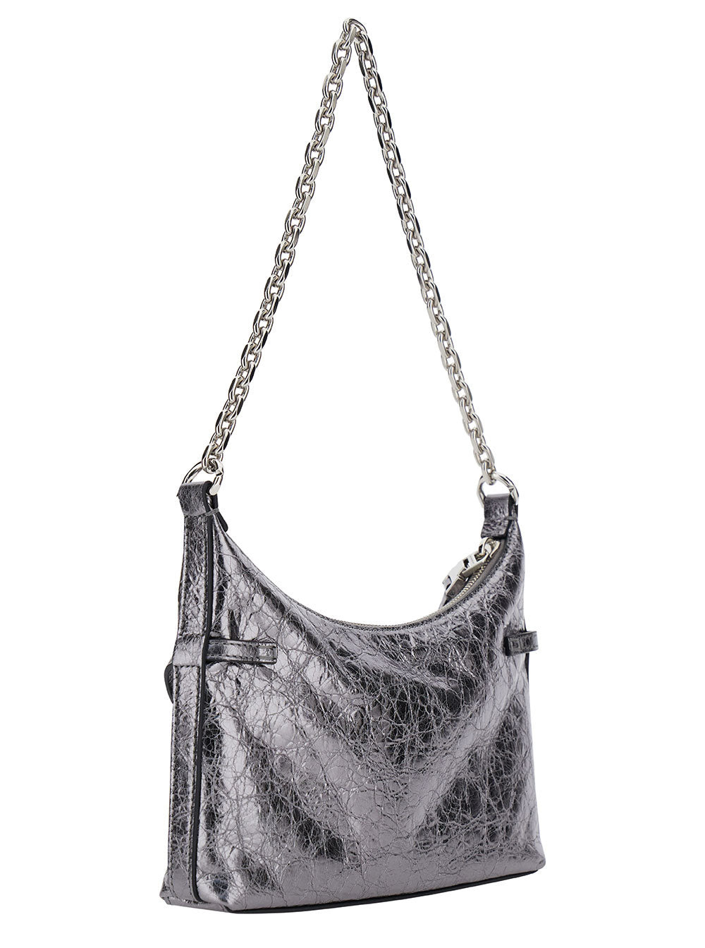 Givenchy Women 'Voyou Party' Mini Silver Shoulder Bag With Engraved Logo In Laminated Leather Woman - 3