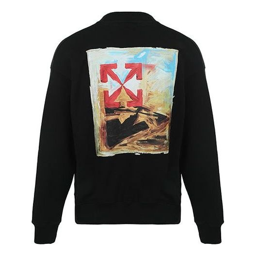 Men's Off-White FW21 Logo Arrow Pattern Printing Pullover Loose Fit Black OMBA054F21FLE0091084 - 2