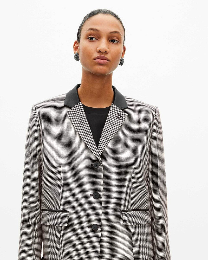 SHORT BLACK AND WHITE HOUNDSTOOTH TAILORED JACKET 5
