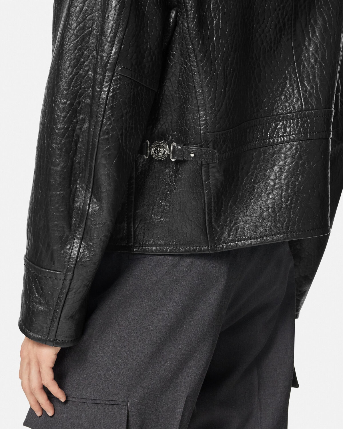 Elephant-Effect Leather Blouson Jacket - 3