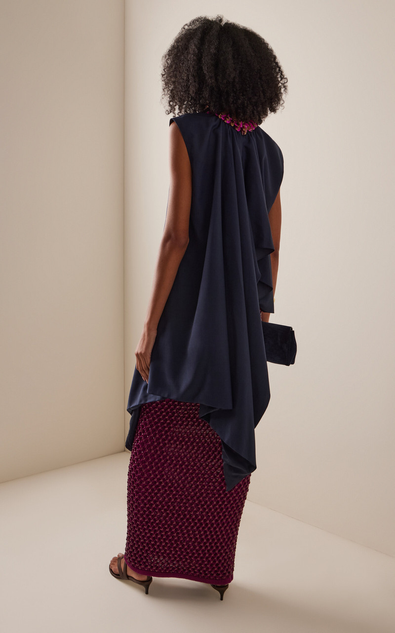 Spice Crystal-Embellished Cotton-Blend Knit Maxi Skirt purple 5