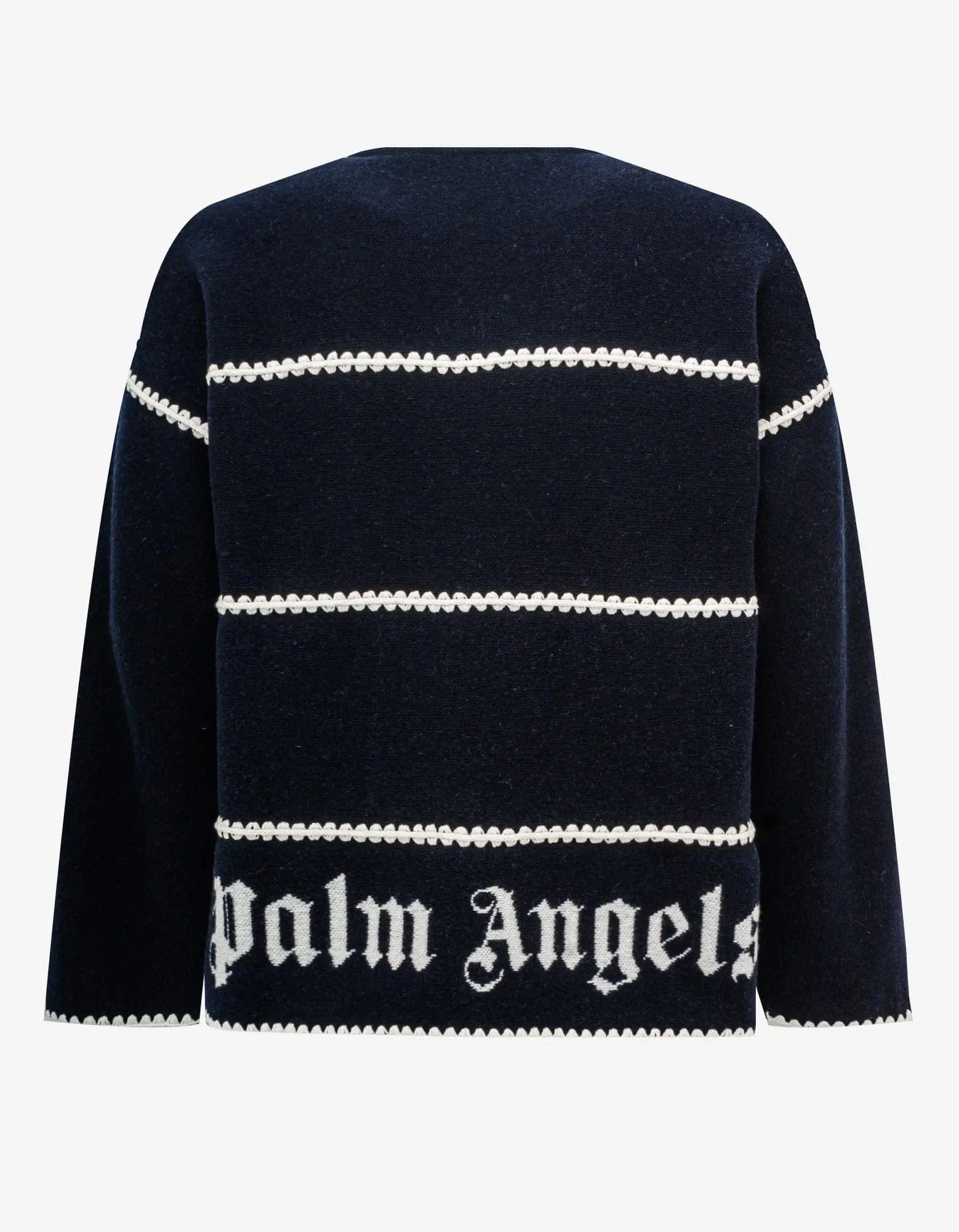 Palm Angels Navy Blue PA Monogram Stripe Sweater - 2