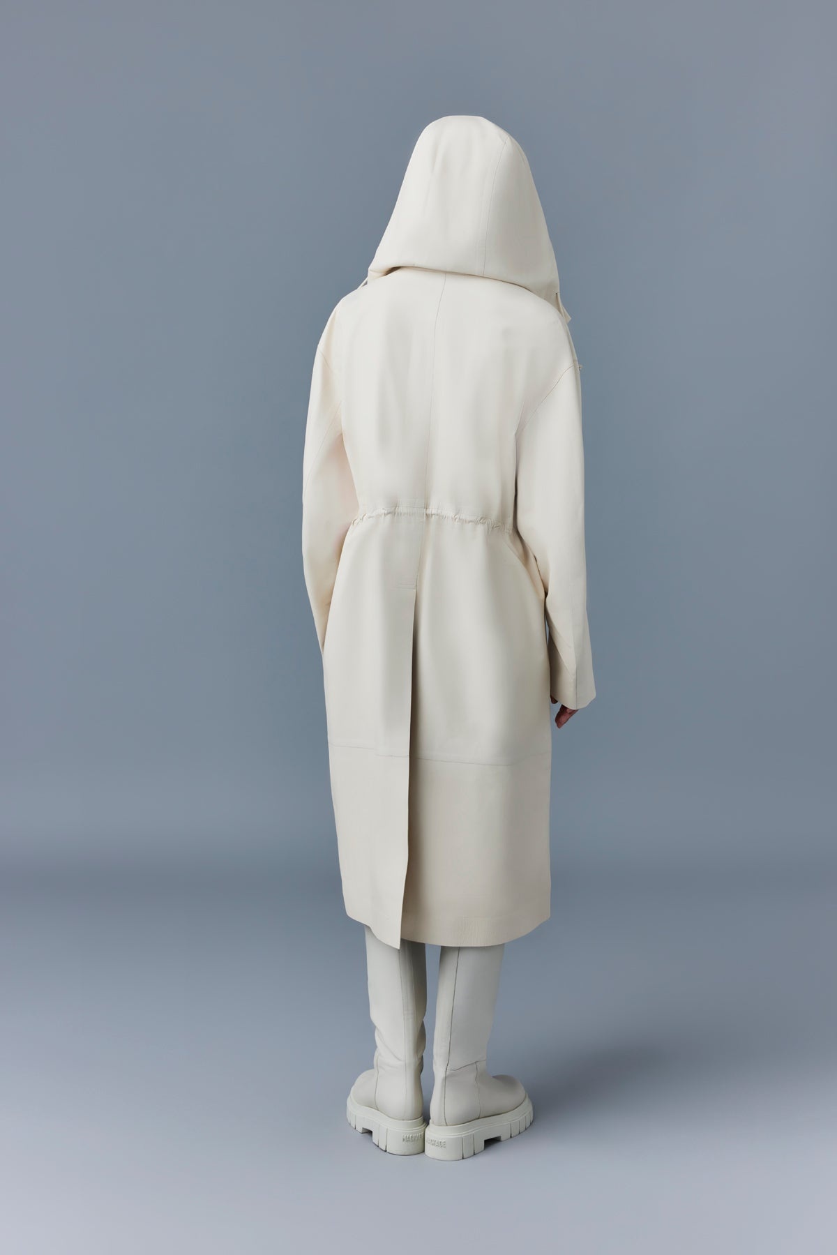 GLORY Calfskin trench coat with waist drawcord - 5
