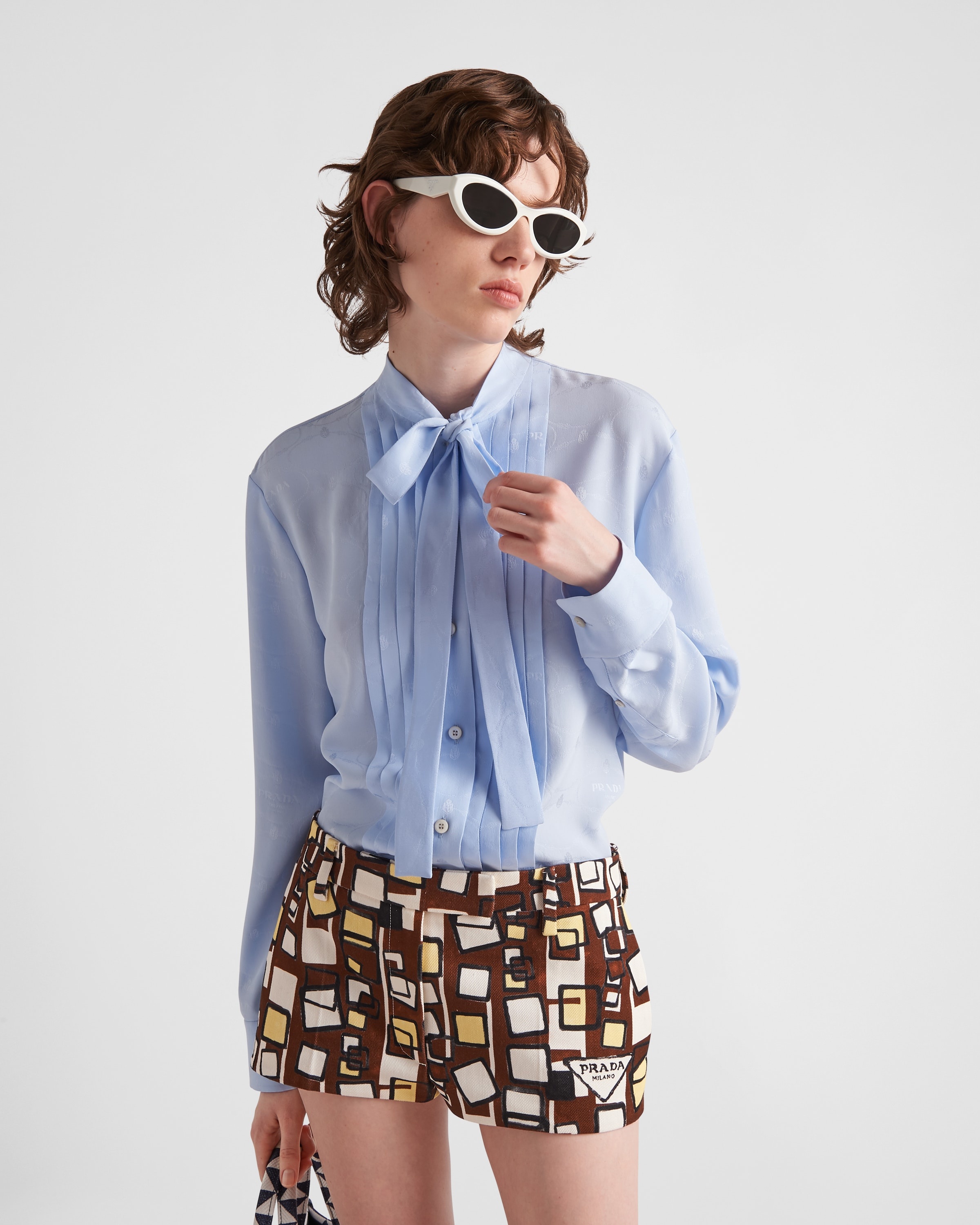 Jacquard crepe de chine blouse - 3