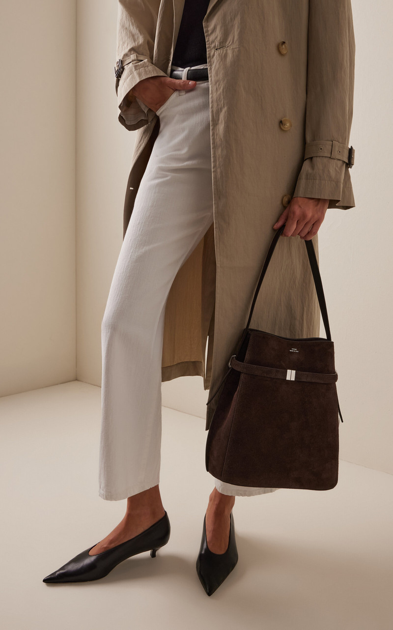 TOTEME Belted Suede Bucket Bag brown outlook