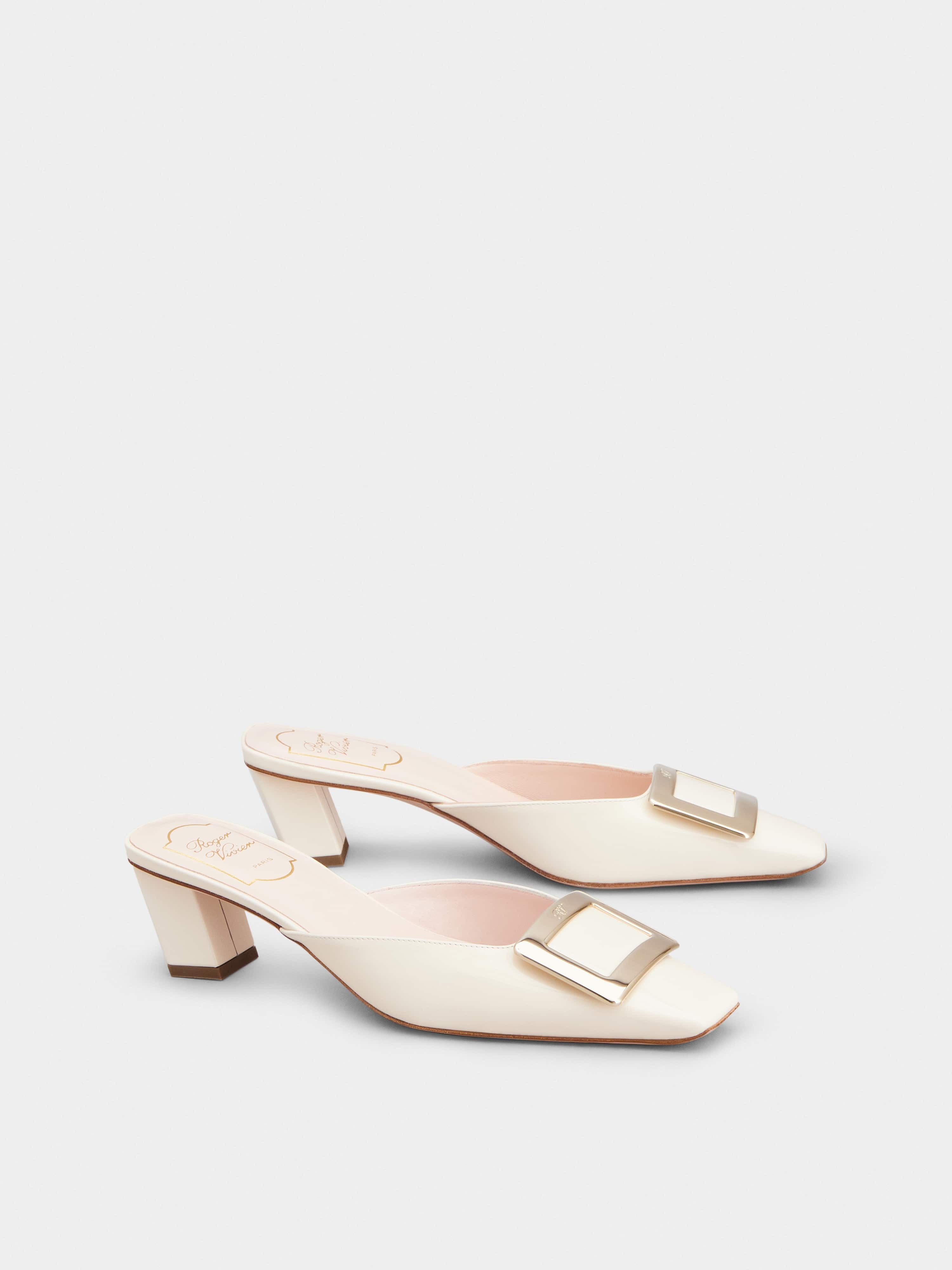 Belle Vivier Metal Buckle Mules in Patent Leather - 2