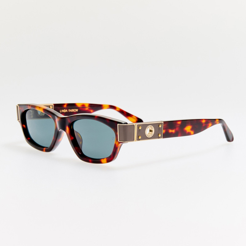 LINDA FARROW Clara Sunglasses in Dark Tortoiseshell outlook