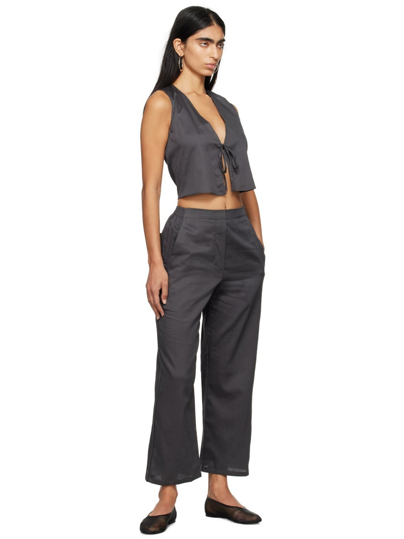 LESET Gray Yoko Tie Top outlook