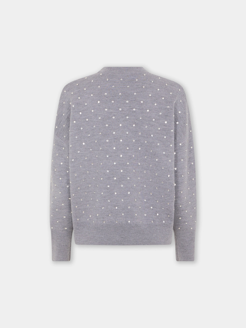GREY CRYSTAL-EMBELLISHED SWEATER IN WOOL 6