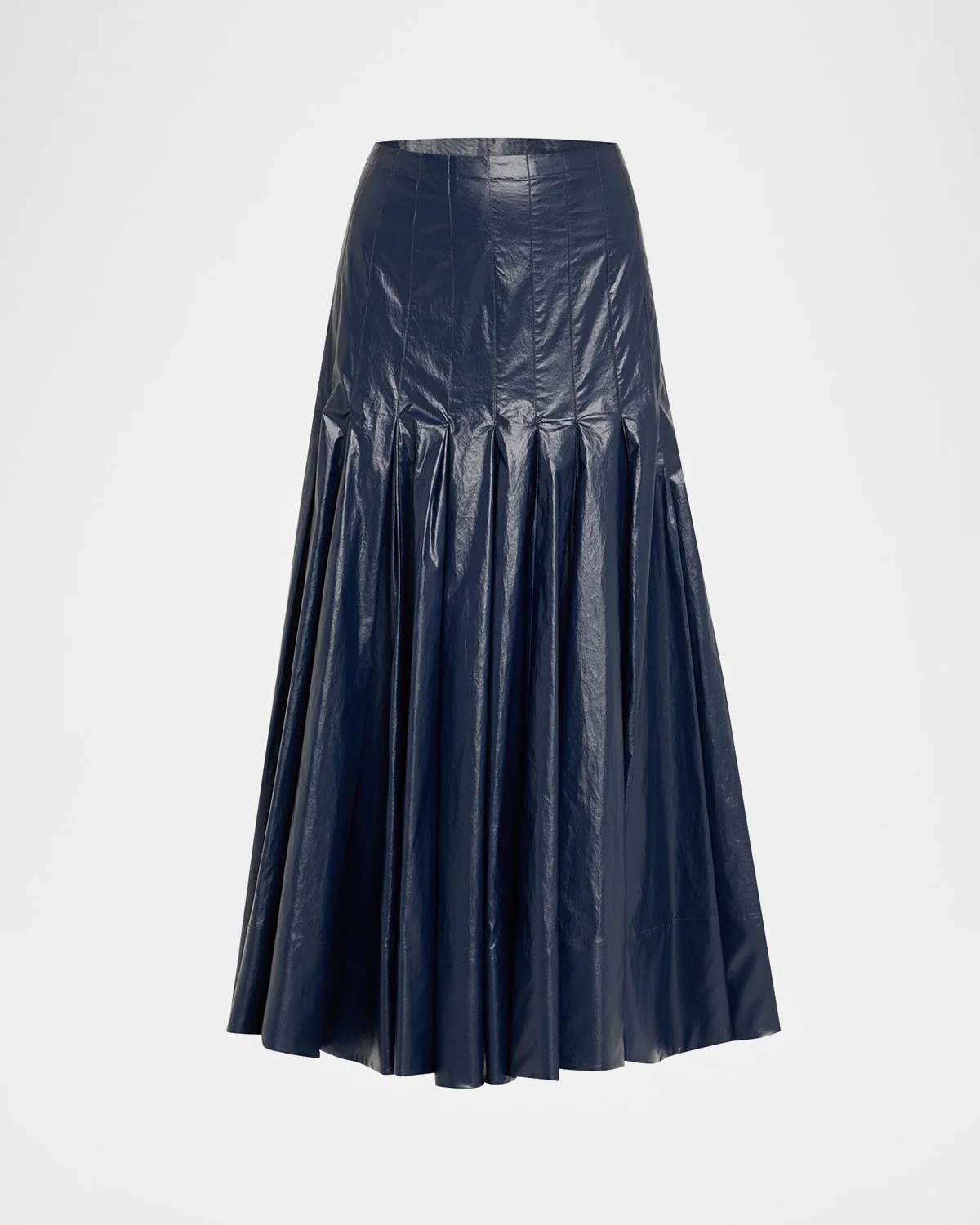 Petra Pleated Lacquered Cotton Skirt - 1
