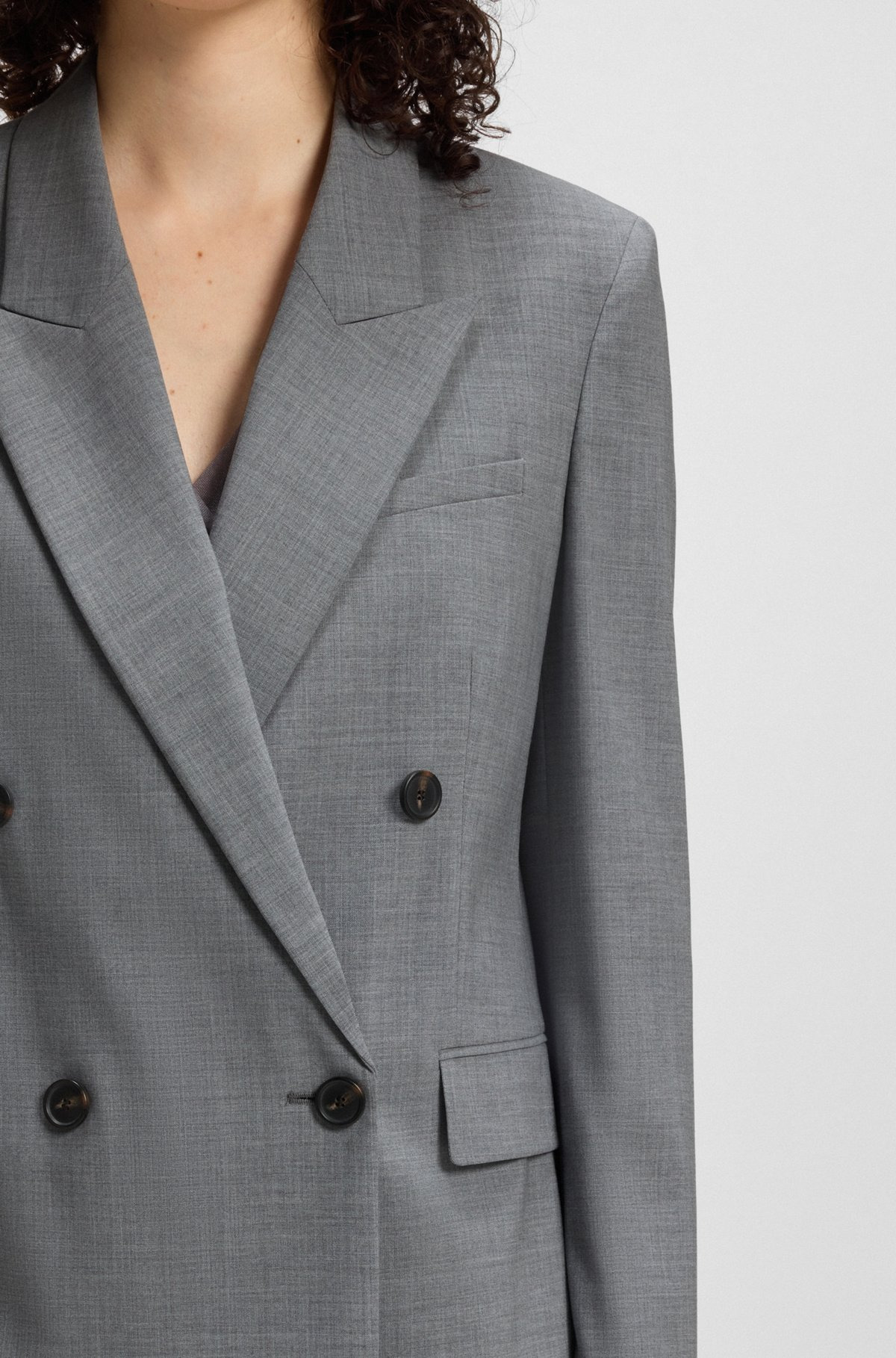 DOUBLE-BREASTED COAT IN A MELANGE WOOL - 6