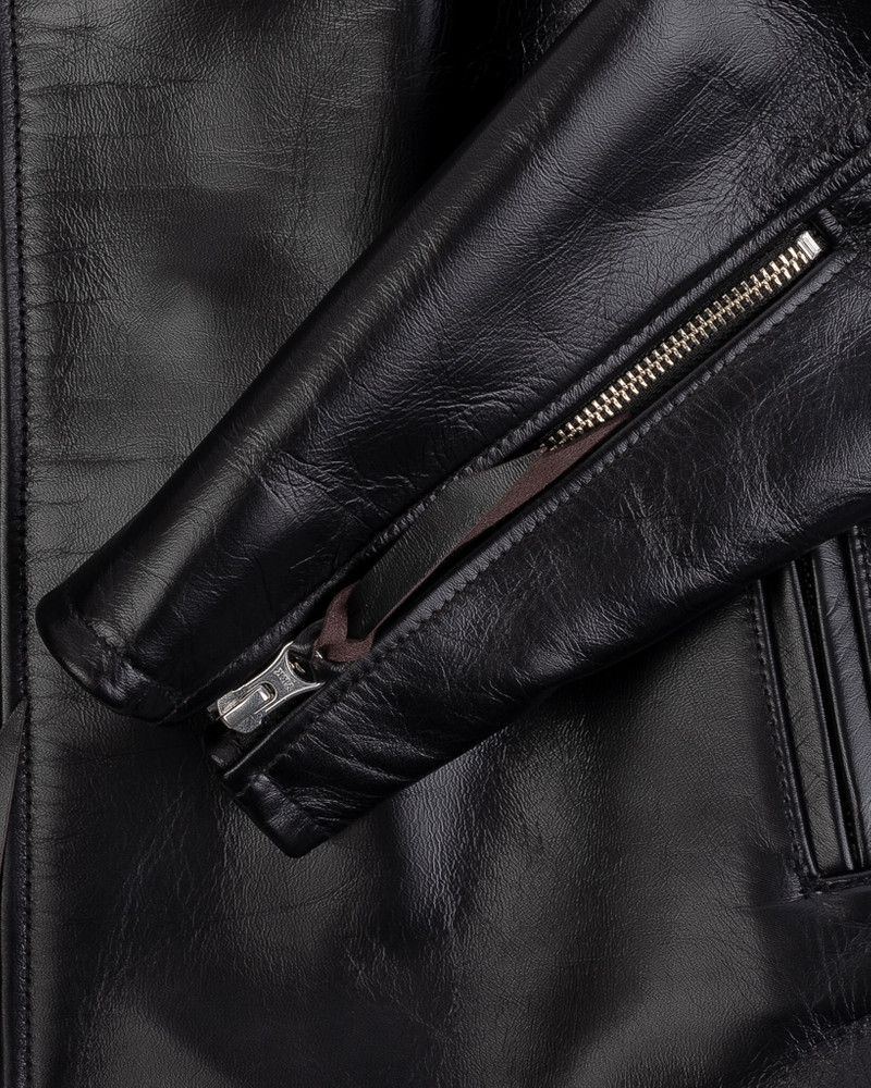 JAPANESE HORSEHIDE RIDER’S JACKET WITH COLLAR - BLACK (TEA-CORE DYED) 14