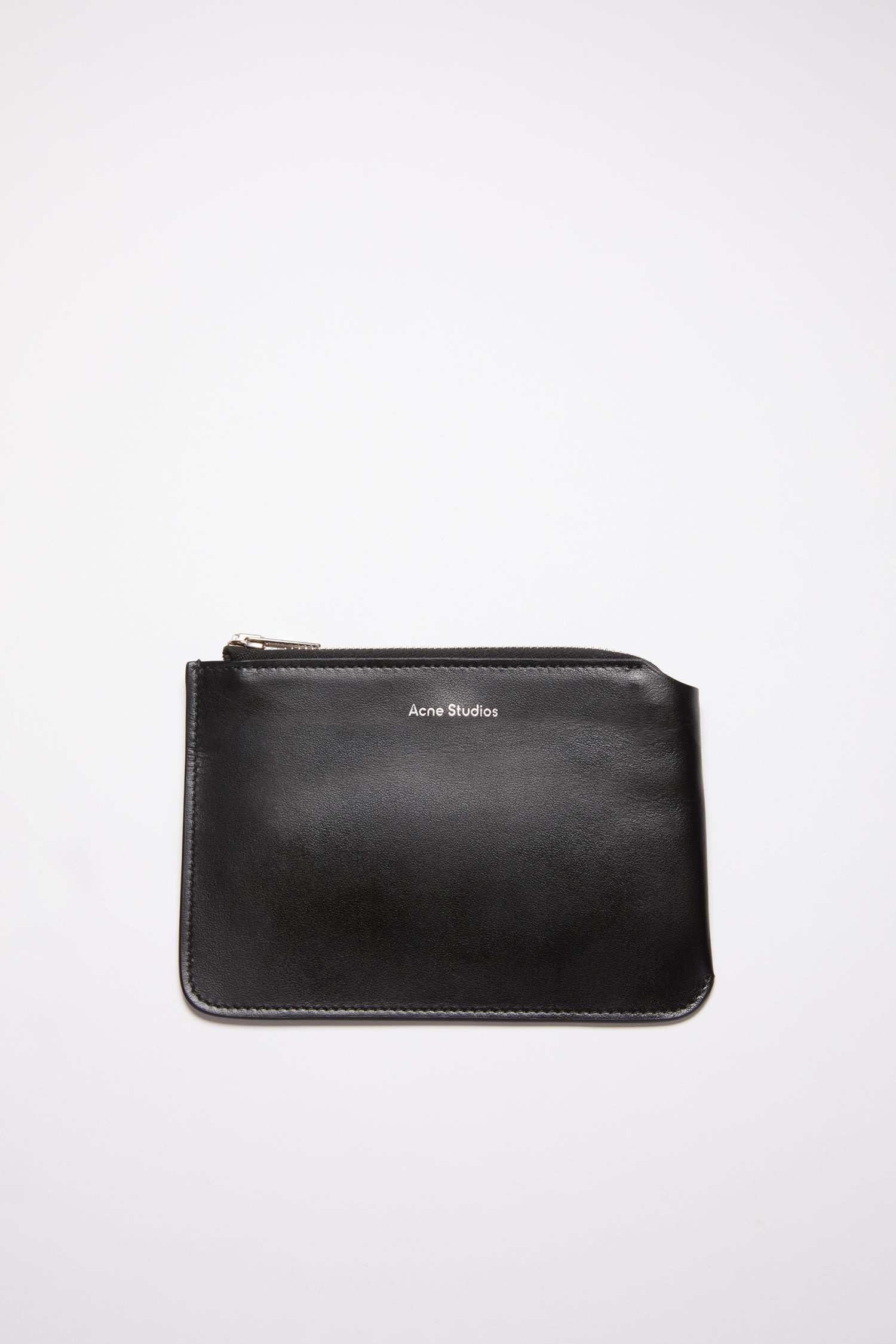 Leather zip wallet - Black - 1