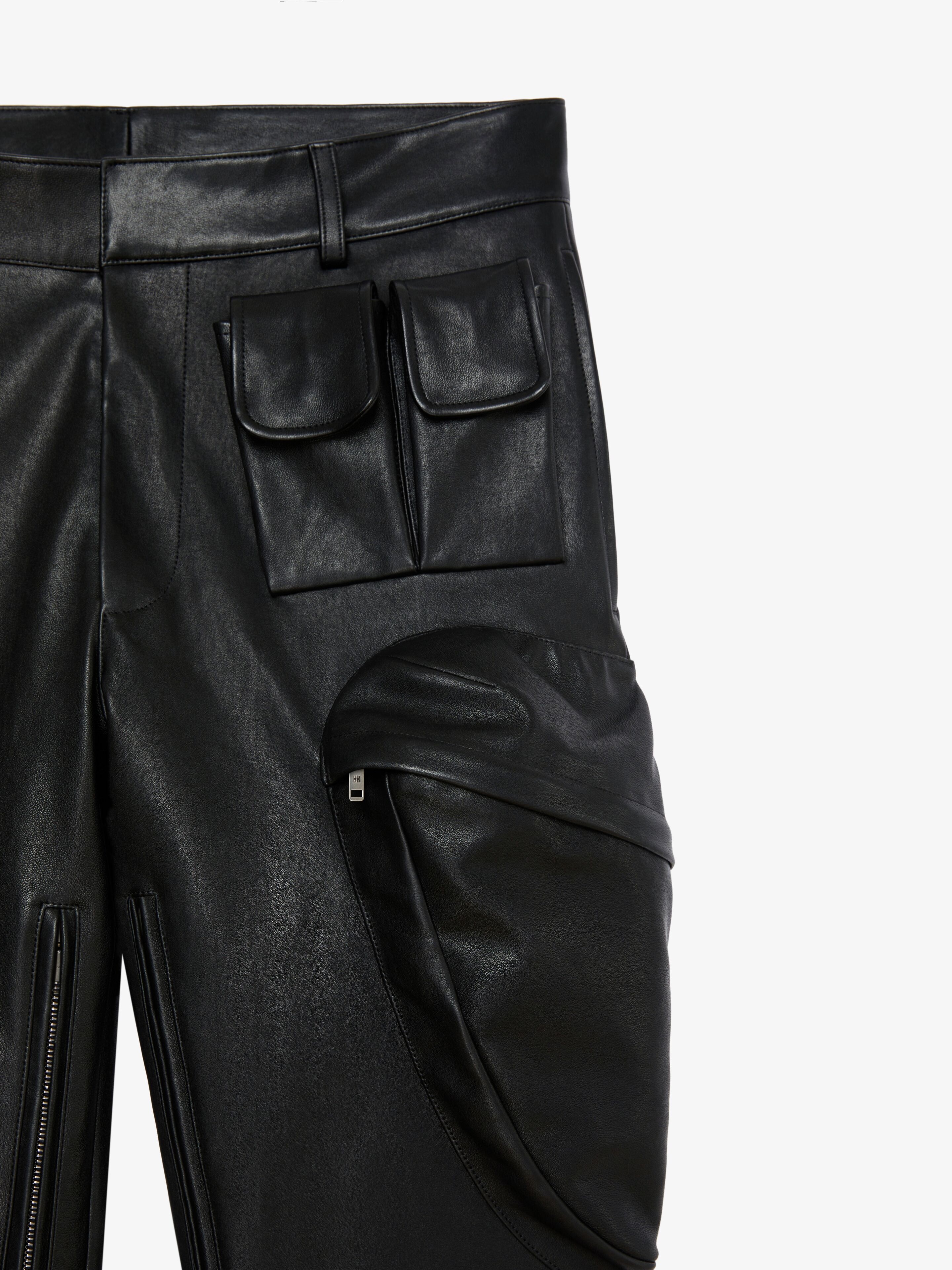 SLIM FIT CARGO PANTS IN LEATHER - 5