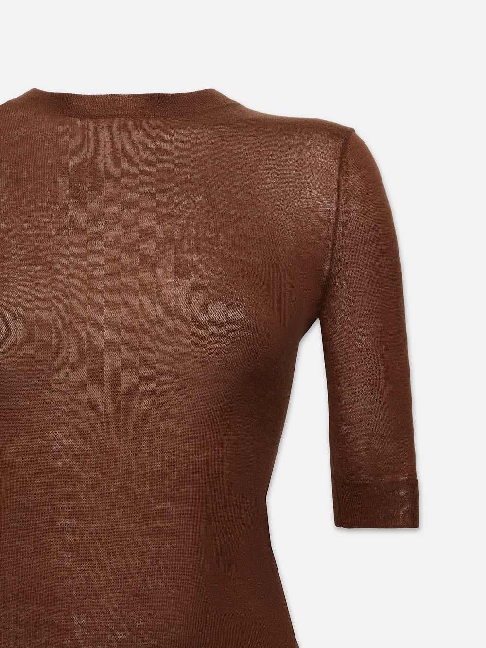 Slim Elbow Sleeve Crew in Camel - 2