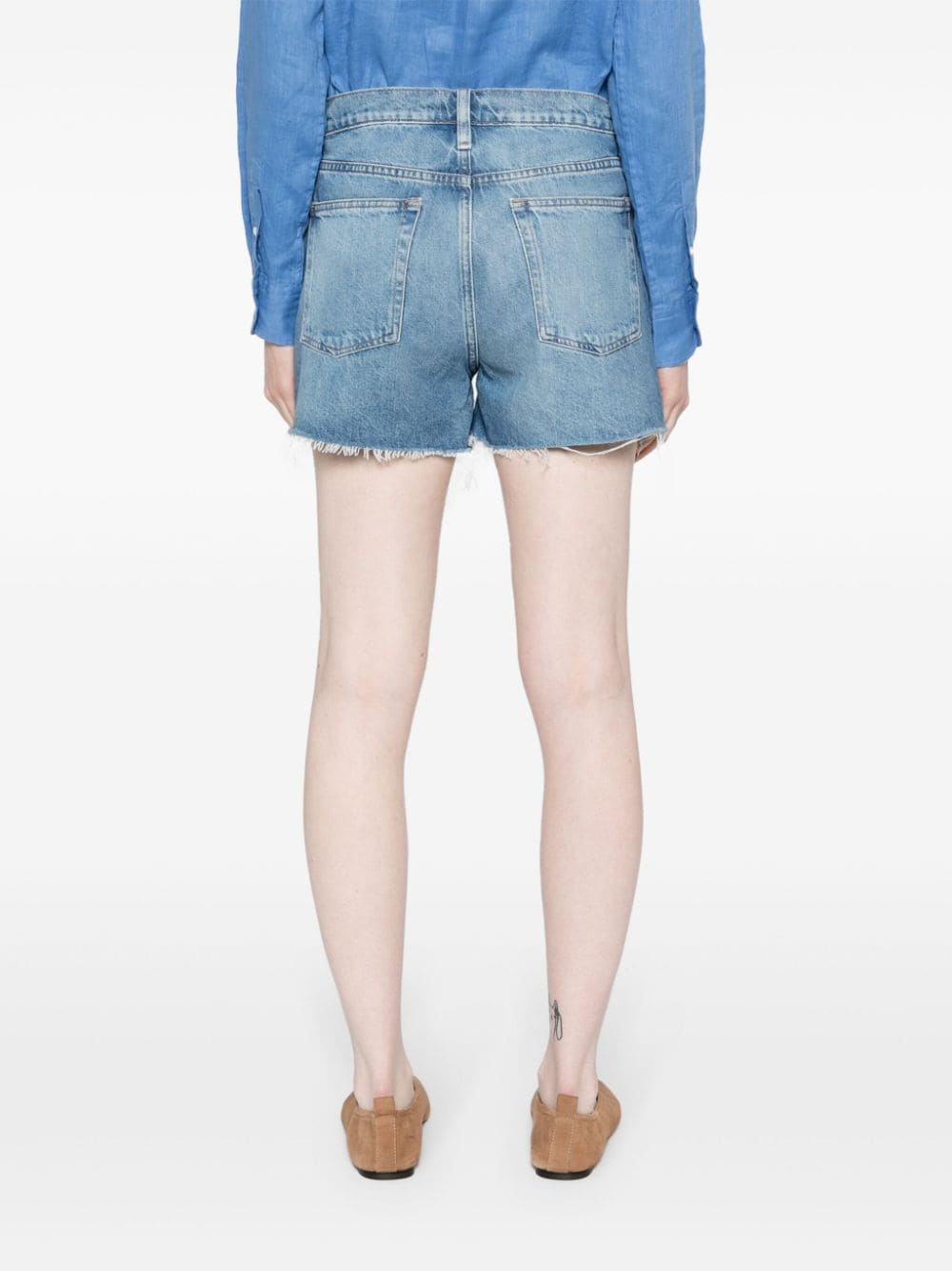 Vintage raw-cut denim shorts - 4
