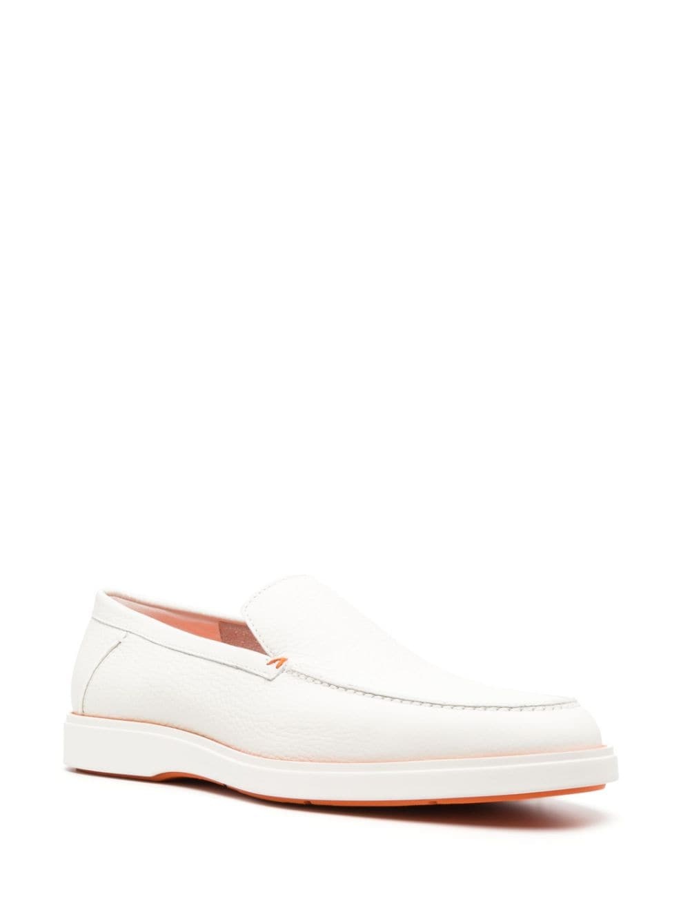 contrast-stitch leather loafers - 2