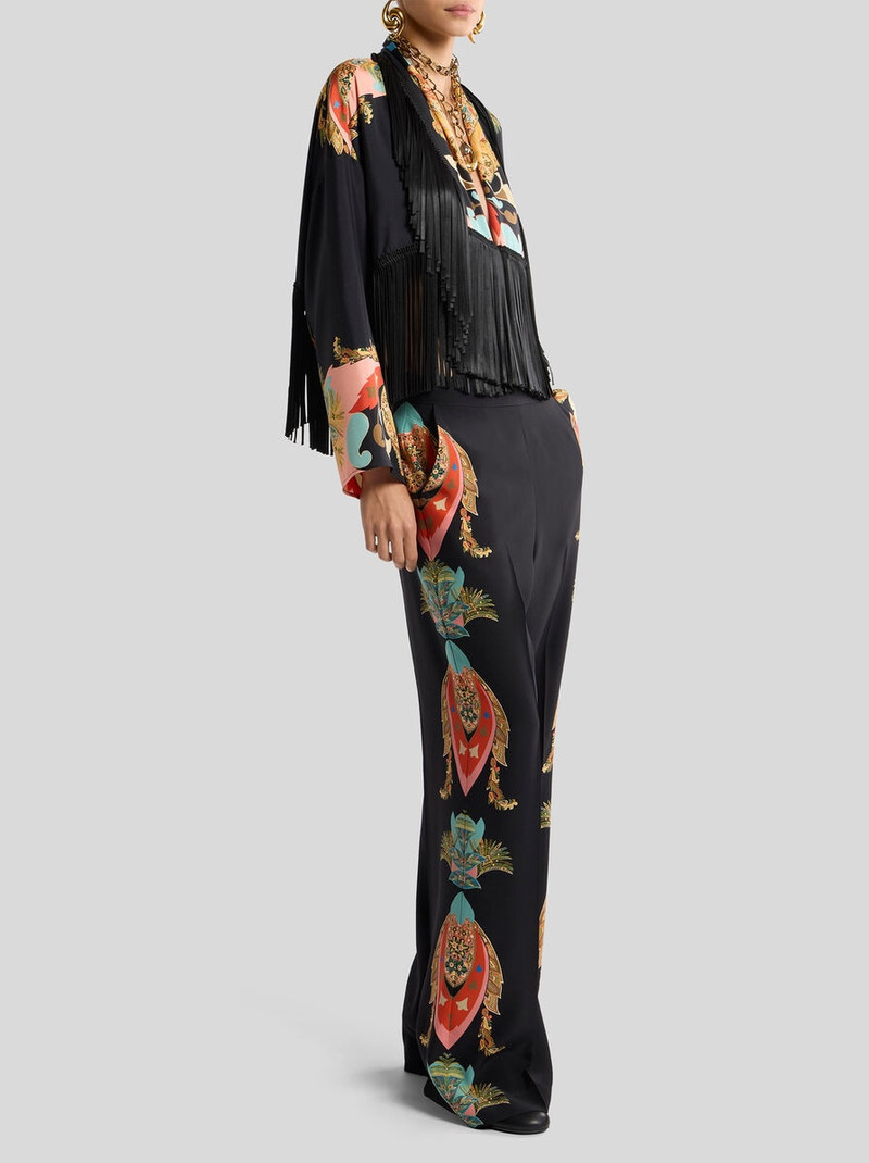 SILK JACKET WITH FRINGING AND PLACED PRINT 4