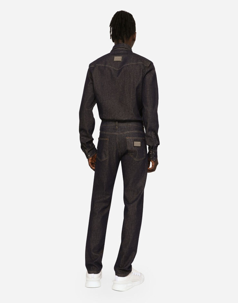 Blue slim-fit stretch jeans 5