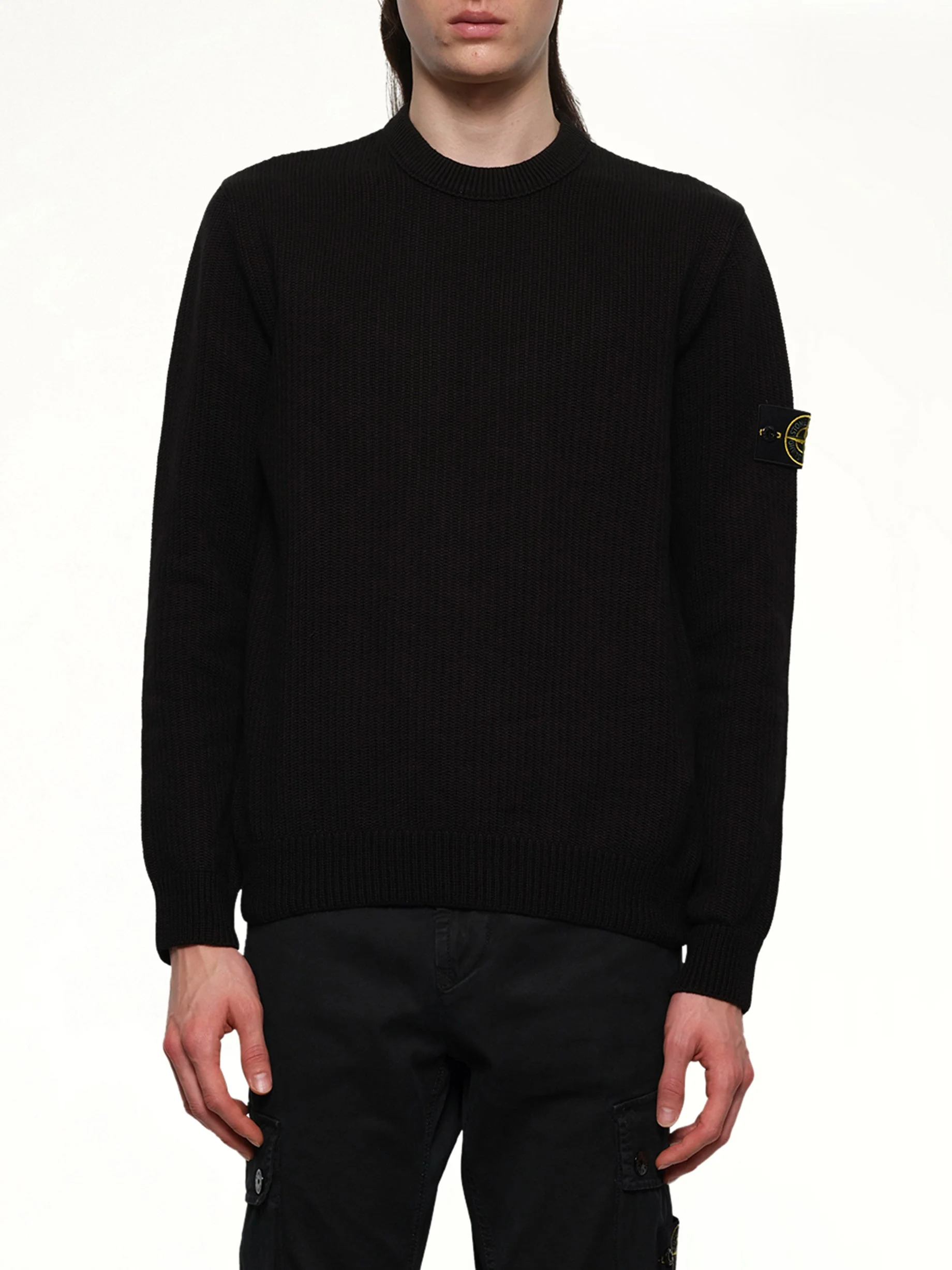 510004 Wool Crew Neck Sweater in Black - 1