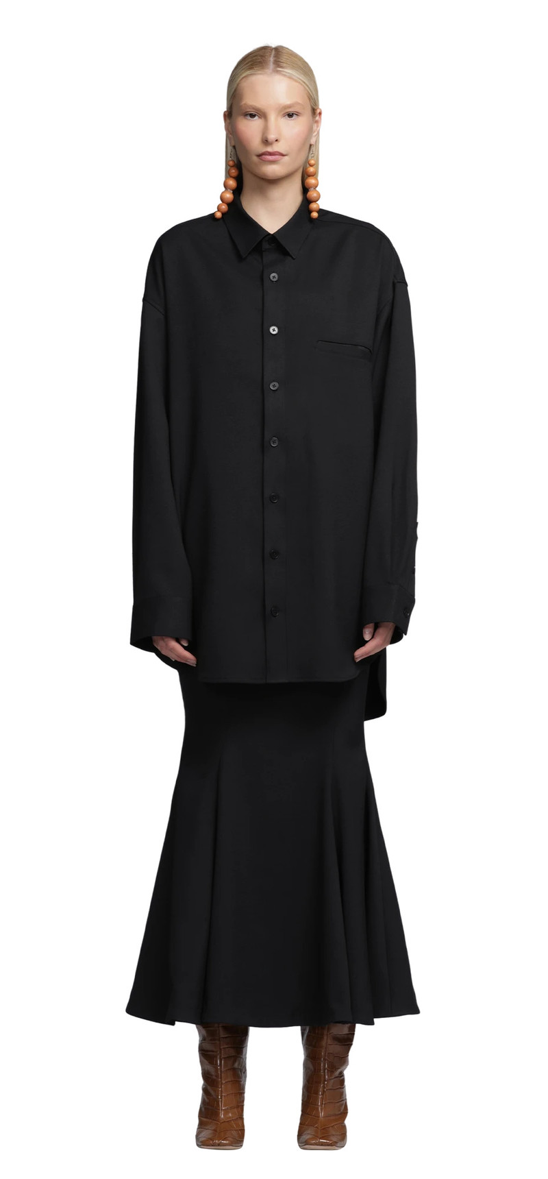entire studios GIANT WOOL SHIRT BLACK outlook