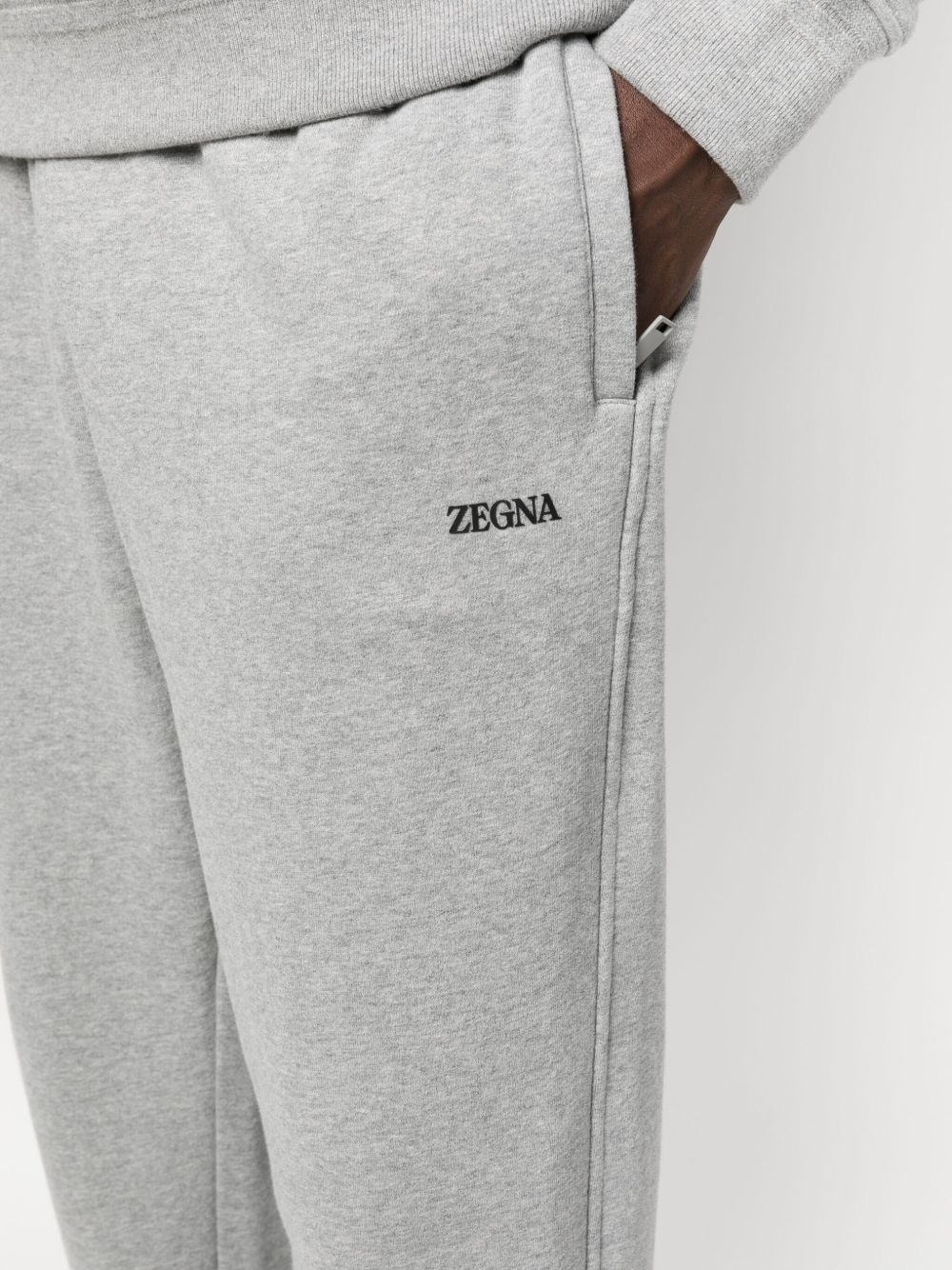 logo-embossed cotton track pants - 5