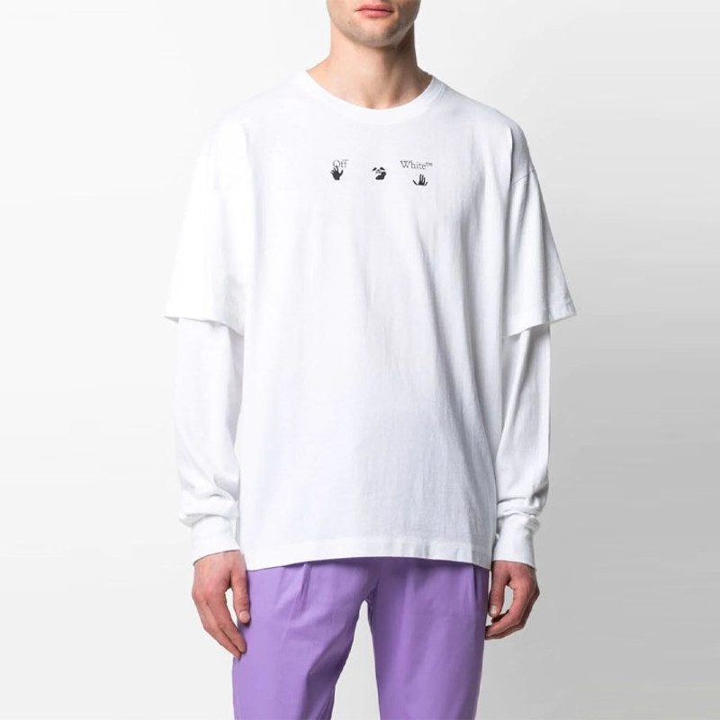 Off-White Off-White SS21 Logo Rear Pattern Printing Round Neck Long Sleeves Ordinary Version White OMAB022S21J outlook