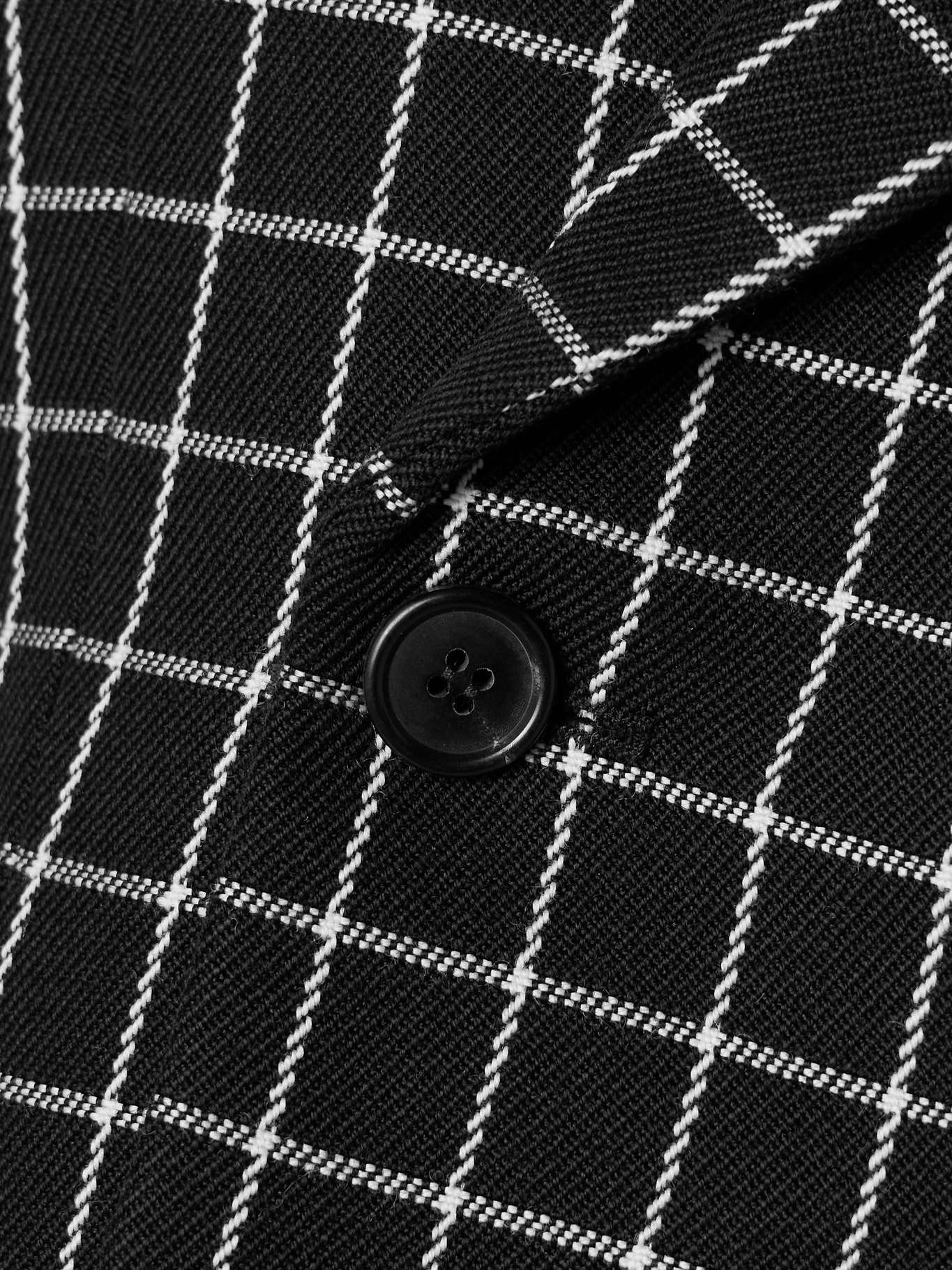 Double-breasted checked wool-twill blazer Black - 4