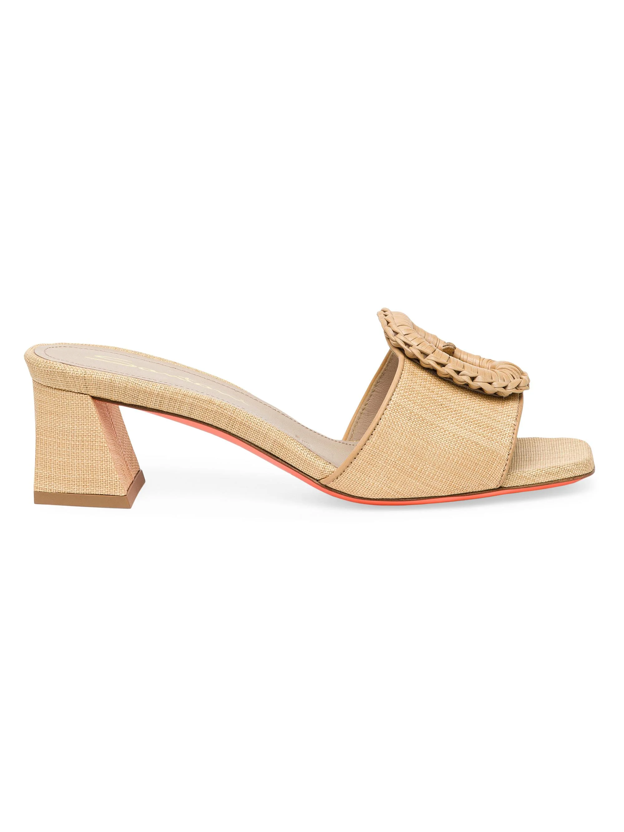 Women's Marta 50MM Raffia & Leather Buckle Mules - Beige - 1