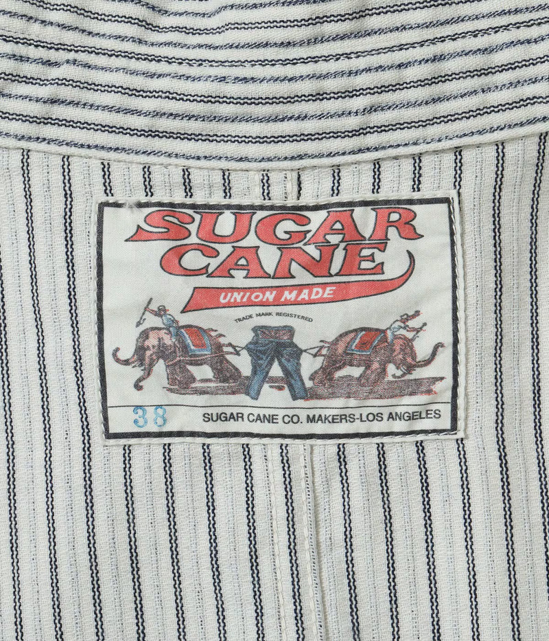 SUGAR CANE SC15899 Fiction Romance 8oz Indigo Stripe Work Coat outlook