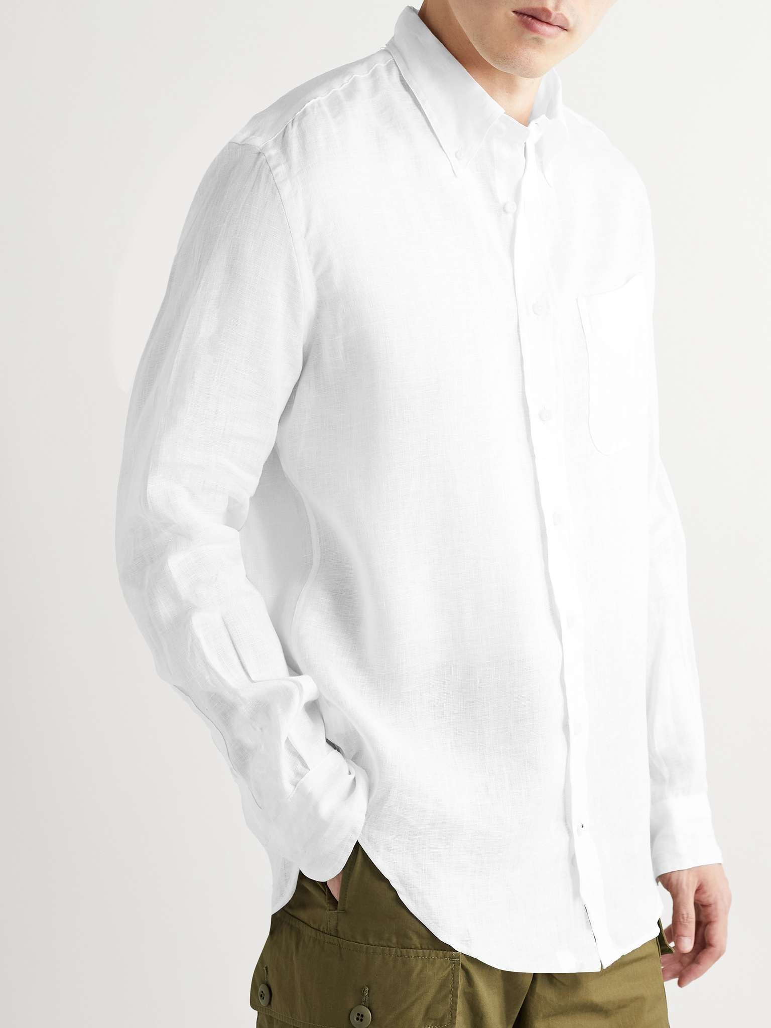 Slim-Fit Button-Down Collar Linen Shirt - 4