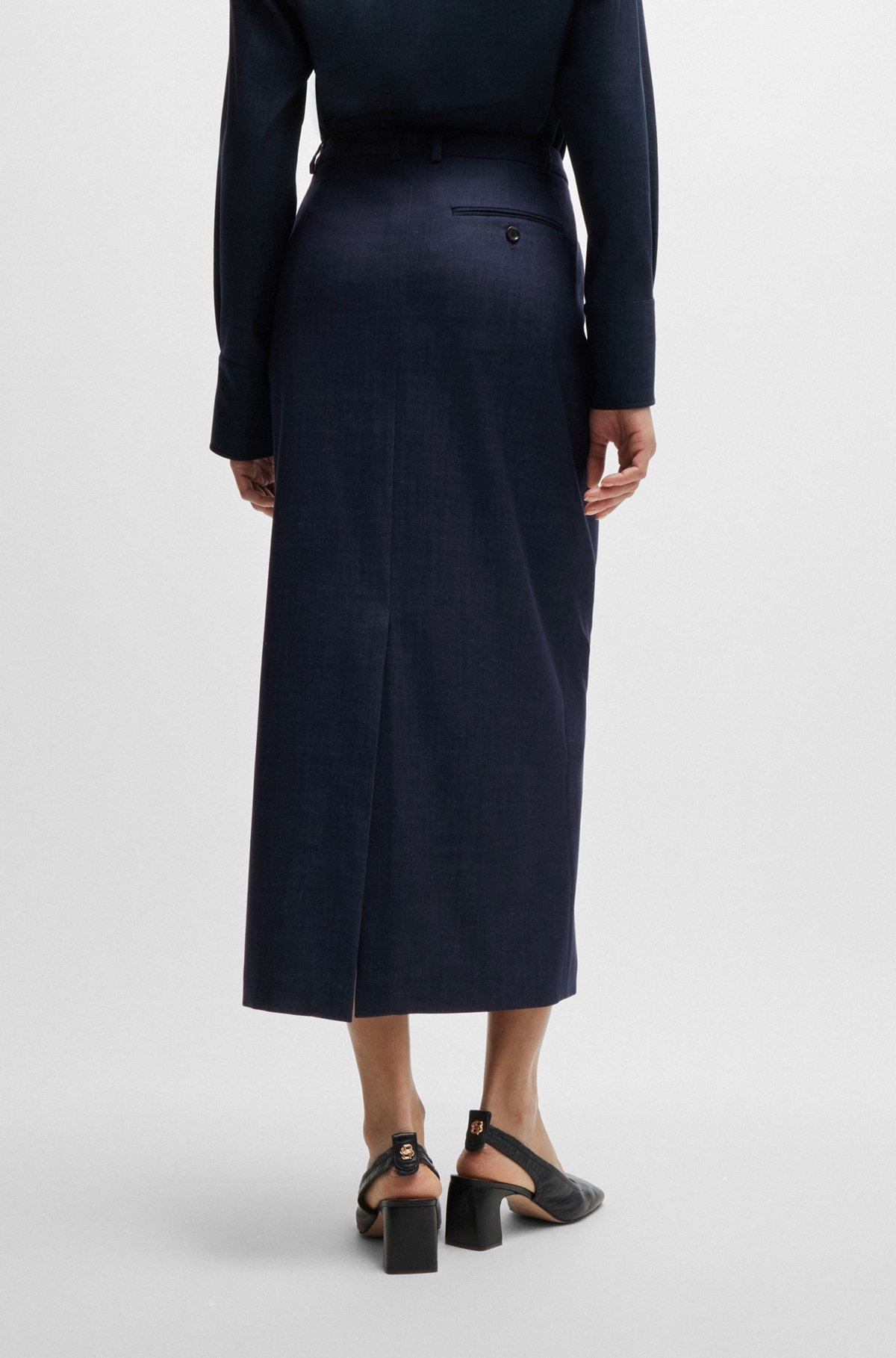 LONG-LENGTH SKIRT IN DENIM-EFFECT TWILL - 4