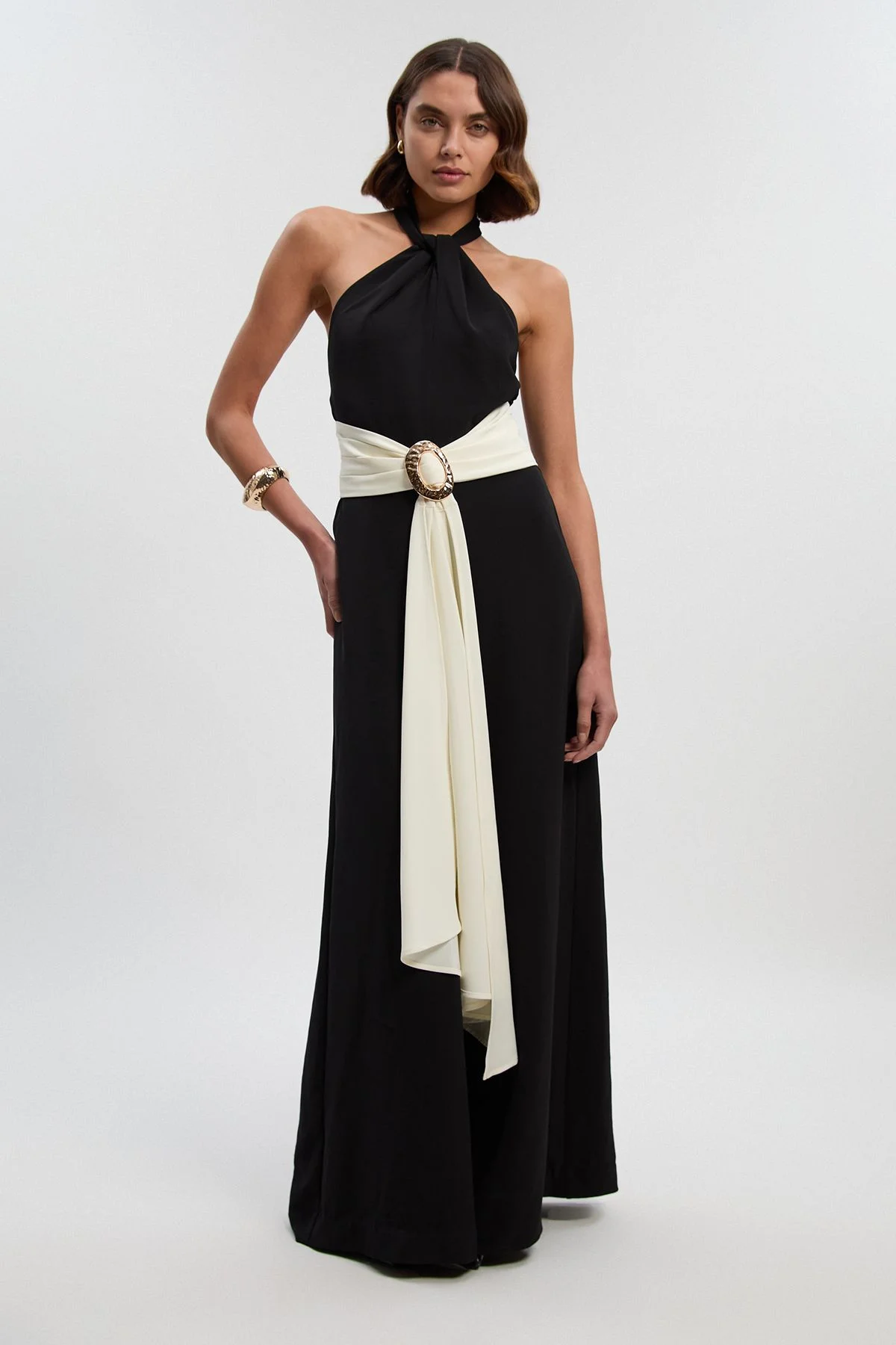 Soft Tailored Trim Detail Wide Leg Jumpsuit - 1
