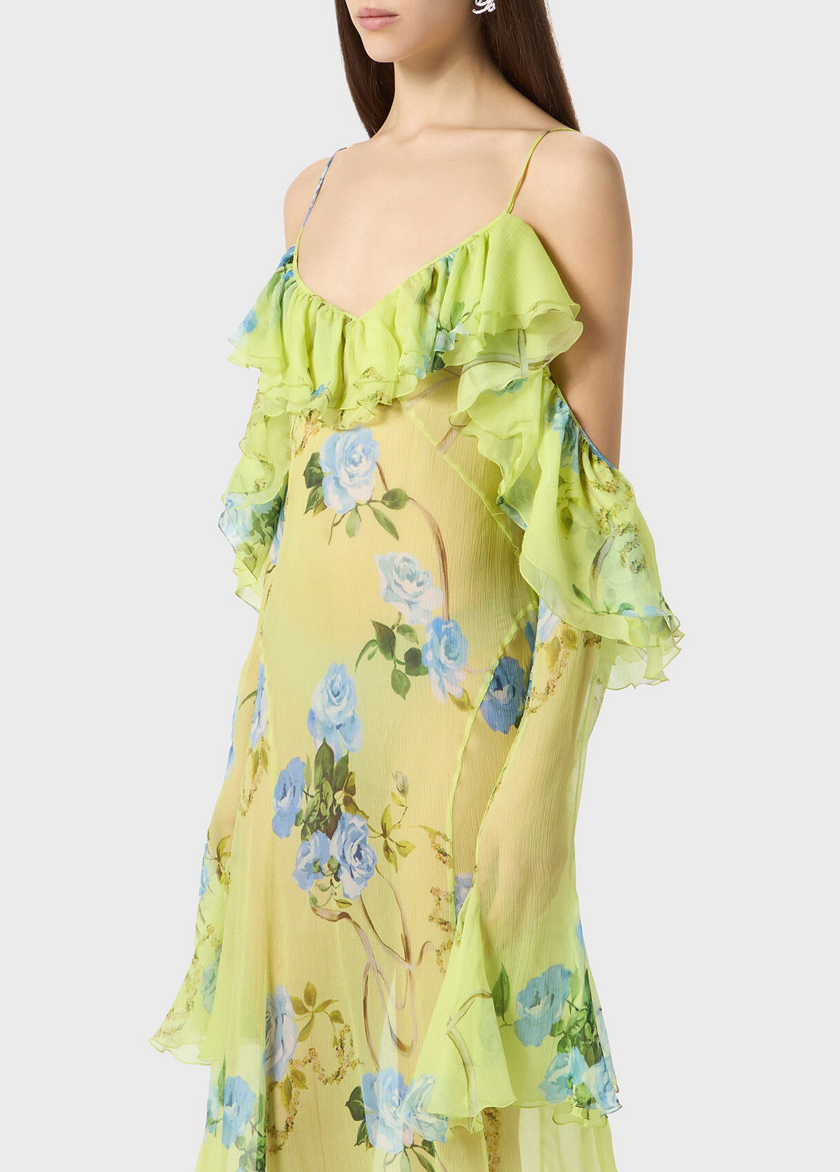 PRINTED SILK CREPONNE DRESS - 4