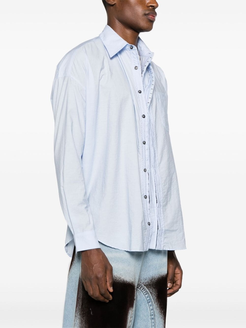 asymmetric cotton-blend shirt - 4